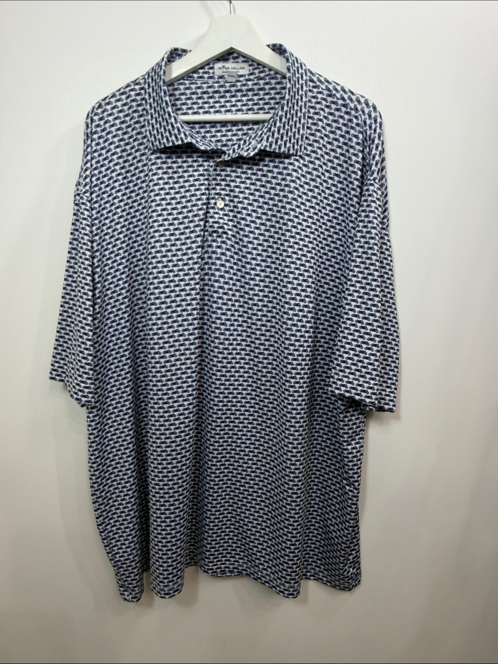 Peter Millar summer comfort blue white motorcycle print golf polo size XXL